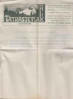 1917 Tátraszéplak Fürdőigazgatóságának díszes fejléces levele Budapest Székesfőváros Idegenforgalmi Hivatalához Hirsch Hugó(feltehetőleg az operettkomponista) elszállásolásának ügyében