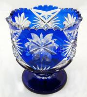 Jelzett lüszteres kaspó, hibátlan, m:18 cm, 14 cm