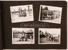 1928-1933 Régi fotóalbum, benne 53 db kisméretű csoportképpel Bécsből, Esztergomból, Máriaremetéről,...