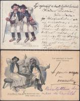 Göre Gábor bíró úr / Hungarian folklore rhyme - 2 old postcards