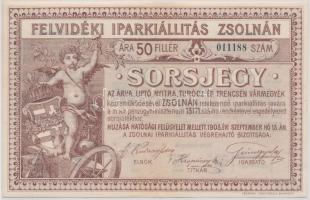 1903. "Felvidéki Iparkiállítás Zsolnán" sorsjegy 50f értékben T:II-