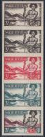 Life in pictures colour-proof imperforated stripe of 5 Életkép színpróba vágott ötöscsík