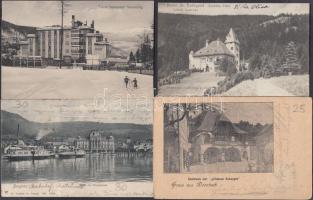 9 db RÉGI osztrák városképes lap; szállodák / 9 old Austrian town-view postcards; hotel