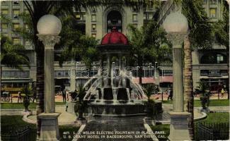 San Diego, California; L. J. Wilde Electric Fountain in Plaza Park, U.S. Grant Hotel (EB)