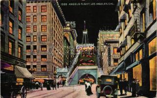 Los Angeles, California; Angels Flight at night, automobile (fa)