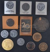 14db vegyes magyar és külföldi plakett, többségében a szocialista időszakból, legtöbb tokban, közte 1983. "MHSZ 35. Rádiós Országos Bajnokság 1983. augusztus 12-19. Veszprém" Br emlékérem fa talpon (60mm), DN "Eredményes Szakszervezeti Munkáért KPVDSZ. Elnökség" fém plakett (104x91mm) T:vegyes