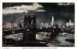 New York, Skyline, Brooklyn Bridge at night