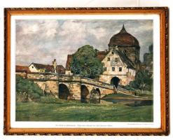 4 db nyomat J. J. Weber lipcsei műhelyéből: Kühe am Wasser; Vorfrühling; Der Mavensi, der Ostgipfel ...