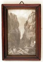 4 db acélmetszet különféle témában (természet, egzotikus folklór, stb.), üvegezett fa, illetve fém k...