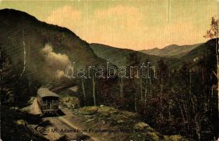 White Mountains (New Hampshire), Mt. Washington and Mt. Adams from Frankenstein, train (fa)