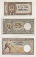 Jugoszlávia 1942. 50D + 500D + 1943. 100D T:II, restaurált
Yogoslavia 1942. 50 Dianara + 500 Dinara ...