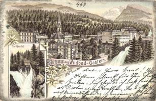 1899 Bad Gastein, Wildbad-Gastein; Obere Fall / waterfall litho (EB)