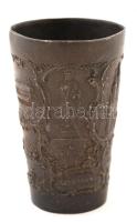 Ón pohár, emlék Varsóból, a város főbb nevezetességeivel, jelzés nélkül, d: 6 cm