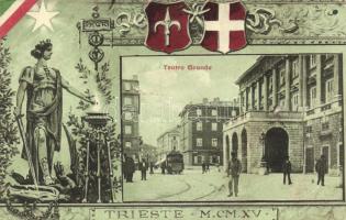 Trieste, Teatro Grande / coat of arms art postcard (b)