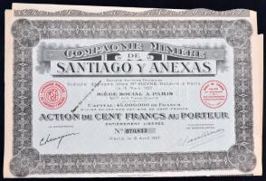 Franciaország/Párizs 1924. "Minas Pedrazzini Arany- és Ezüst Bánya" részvénye 100Fr-ról, s...