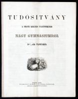 1861 Pest, Tudósítvány a Pesti Kegyes Tanítórendi Nagy Gymnasiumról az 1860/61-dik évben, 41p