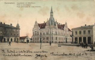 Karánsebes, Fő tér, Városháza, Központi kávézó / main square, town hall, cafe (kis szakadás / small tear)