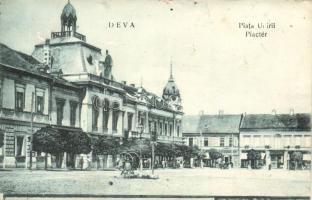Déva, Piac tér, üzletek / market square, shops (Rb)