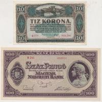 1920. 10K+ 1945. 100P "BÜNTETÉS" szóban "N" felett lemezhiba T:II- szép papír, nagyobb sarokhajlások, I- hajtatlan