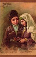 Kavkaz / Caucasia, Russian folklore, art postcard, litho s: Elis. Boehm