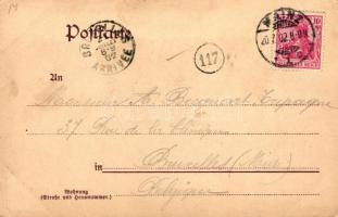 Mainz, Das Boothaus des Mainzer Ruder-Vereins / boathouse, litho