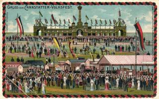 Cannstatt (Stuttgart) Volksfest / festival, litho (fa)