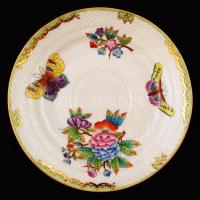 Viktória mintás Herendi porcelán csésze + alj, kézzel festett, jelzett, hibátlan, d: 11 ill. 17 cm
