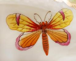 Viktória mintás Herendi porcelán csésze + alj, kézzel festett, jelzett, hibátlan, d: 11 ill. 17 cm