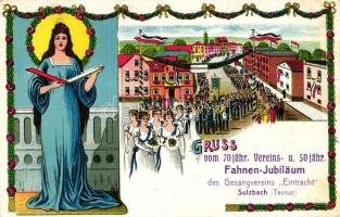 Sulzbach, 70 jähr. Vereins- und 50 jähr. Fahnen-Jubiläum des Gesangvereins Eintracht / choir festival, litho (EK)