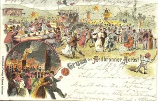 Heilbronn, Herbst / autumn festival, litho (cut)