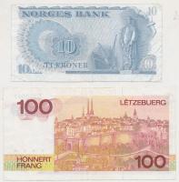 Norvégia 1977. 10K + Luxemburg 1980. 100Fr T:III
Norwey 1977. 10 Kroner + Luxembourg 1980. 100 Franc...