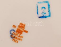 Zsolnay Pompadour mintás szendvicses készlet, kézzel festett, jelzett, hibátlan