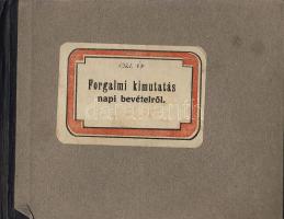 1921 Forgalmi kimutatás napi bevételről forgalmi adó-bélyegekkel