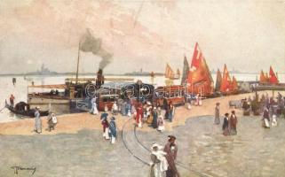 Venice, Venezia; Lido, Piazzale S. Maria Elisabetta / square, artist signed