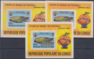 1980-1982 Labdarúgó VB. fogazott, de Luxe és felülnyomott blokk, 1980-1982 Football World Cup perforated, de luxe and overprinted block