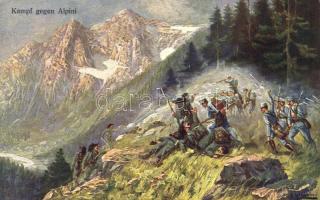 WWI Austro-Hungarian army attacks the Italians at the Alps s: F. Höllerer