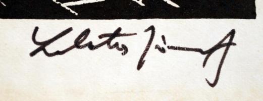 Lakatos József (1939-): Szentendre. Linó, papír, jelzett, paszpartuban, 19×29 cm