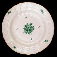 Herendi virágmintás tányér készlet (6db), kézzel festett, jelzett (cca 1920 koronás), hibátlan, d:25...