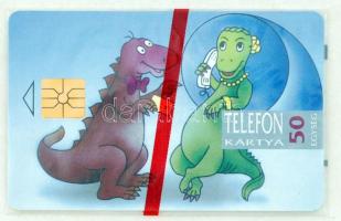 Telefonkártya, 1994, "Dinó" használatlan, 50 egységes, bontatlan csomagban. Kis Moreno jel!