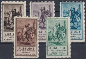 1934 Jubilehe bélyegkiállítás 5 klf levélzáró