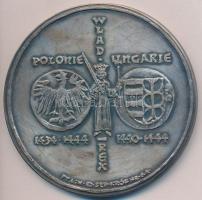 Lengyelország DN "I. Ulászló / Várnai csata" ezüstözött Br emlékérem (70mm) T:2 Poland ND " Wladyslaw III of Poland / Battle of Varna" silver plated Br medallion (70mm) C:XF