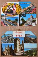 Régi dombornyomott képeslapalbum 296 db modern külföldi városképes lappal (21 cm x 27 cm) / Old embo...