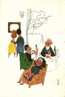 5 db biztosítási grafikai reklámlap az 50-es, 60-as évekből / 5 advertisement postcards of Hungarian...