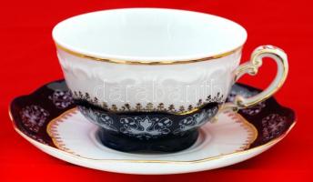 Zsolnay Pompadour II. porcelán teás készlet, kézzel festett, jelzett, hibátlan, eredeti dobozában, ö...