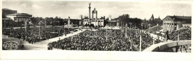 1938 Budapest, XXXIV. Nemzetközi Eucharisztikus Kongresszus; Ünnepélyes megnyitás, hajtatlan panorámalap / unfolded panoramacard (EK)