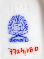 Herendi Viktória mintás tálka, kézzel festett, jelzett, hibátlan, 14×8 cm