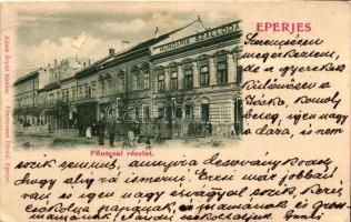 Eperjes, Hungária Szálloda, étterem, kávéház, Kósch Árpád kiadása, fénynyomat Divald / Main street, hotel, restaurant, cafe (fa)
