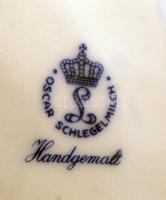 Oscar Schlegelmilch porcelán kistányér készlet, 6 db, hibátlan, jelzett, d: 7,5 cm, 1 db kínálótál, ...