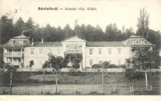 Bártfafürdő, Schedel-villa, kilátó; Neumann Viktor kiadása / villa with lookout