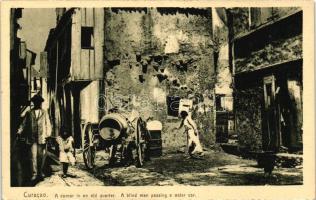 Curacao, old quarter, corner, blind man, water car